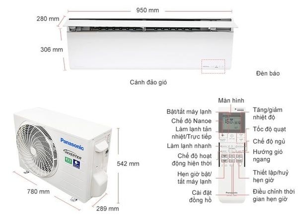 Máy lạnh treo tường Panasonic Inverter CU/CS-VU12UKH-8 (1.5 HP)