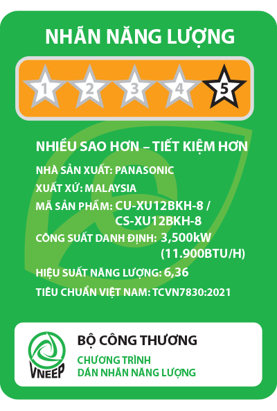 Máy lạnh treo tường Panasonic Inverter CU/CS-XU12BKH-8 (1.5 HP)