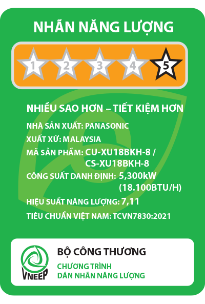 Máy lạnh treo tường Panasonic Inverter CU/CS-XU18BKH-8 (2.0 HP)