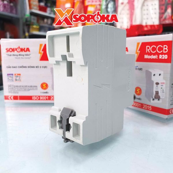 Aptomat Chống Giật 1 Pha 2P, RCCB Chống Giật 1 Pha 2P 30mA SOPOKA
