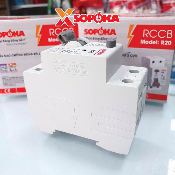 Aptomat Chống Giật 1 Pha 2P, RCCB Chống Giật 1 Pha 2P 30mA SOPOKA
