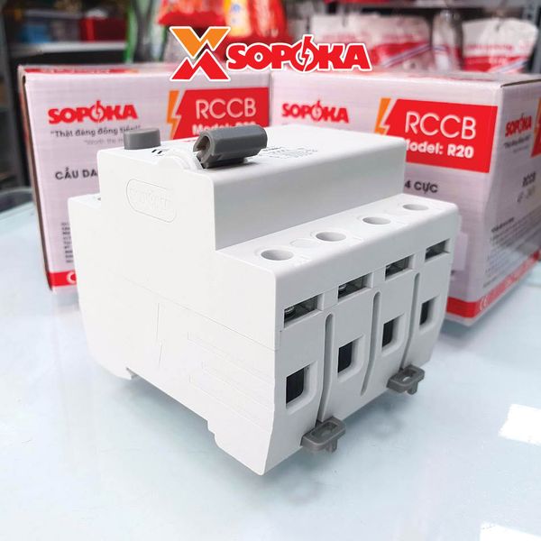 Aptomat Chống Giật 3 Pha 4 Cực 63A, RCCB 4P Chống Giật 63A 4P 30mA SOPOKA