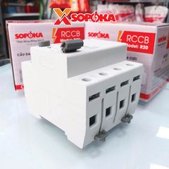Aptomat Chống Giật 3 Pha 4 Cực 63A, RCCB 4P Chống Giật 63A 4P 30mA SOPOKA