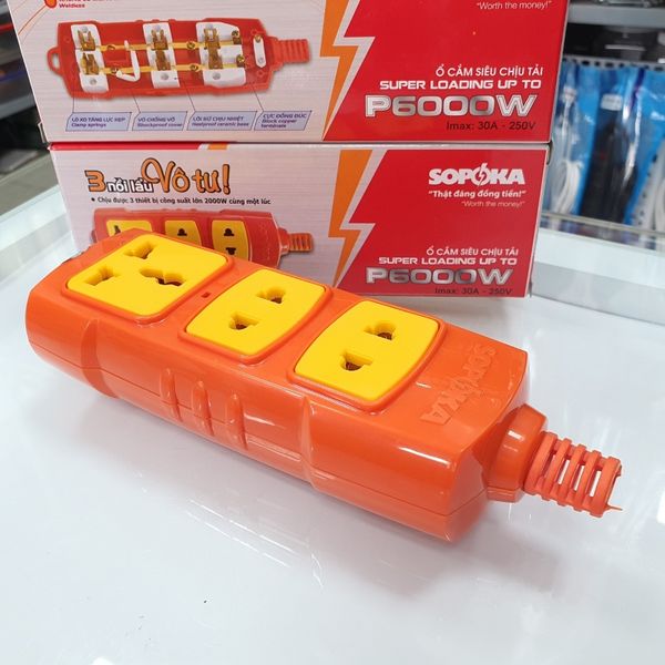 Ổ Cắm Điện 3 Lỗ 6000W Lõi Sứ Không Dây P6000W SOPOKA