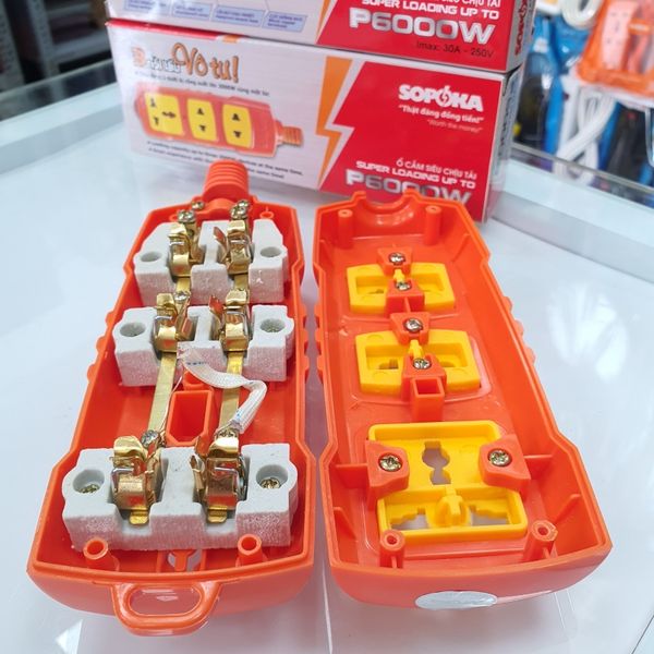 Ổ Cắm Điện 3 Lỗ 6000W Lõi Sứ Không Dây P6000W SOPOKA