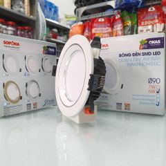 Bóng Đèn Led Âm Trần 3 Chế Độ Màu 6W Downlight Nhôm Đúc Viền Trắng V2 SOPOKA