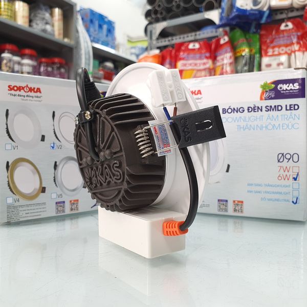 Bóng Đèn Led Âm Trần 3 Chế Độ Màu 6W Downlight Nhôm Đúc Viền Trắng V2 SOPOKA