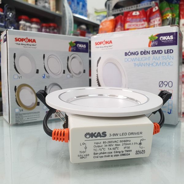 Bóng Đèn Led Âm Trần 3 Chế Độ Màu 6W Downlight Nhôm Đúc Viền Trắng V2 SOPOKA