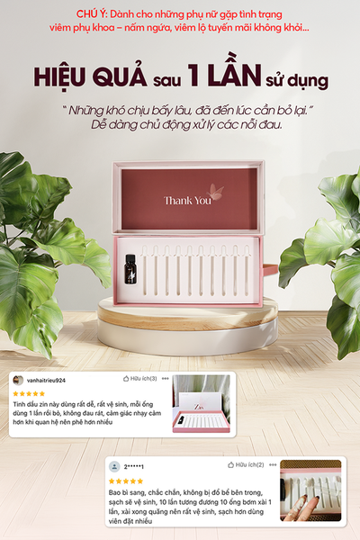 Tinh dầu phụ khoa Zin - Xử lý viêm phụ khoa, nấm candida, tạp khuẩn, hôi ngứa, rộng thâm