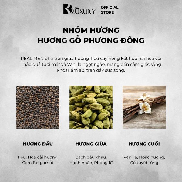 Nước Hoa Nam REAL MEN edp TAM ĐẠI MỘC 50ml - Hương Thơm Nam Tín Tự Tin, Lưu Hương 8 Tiếng