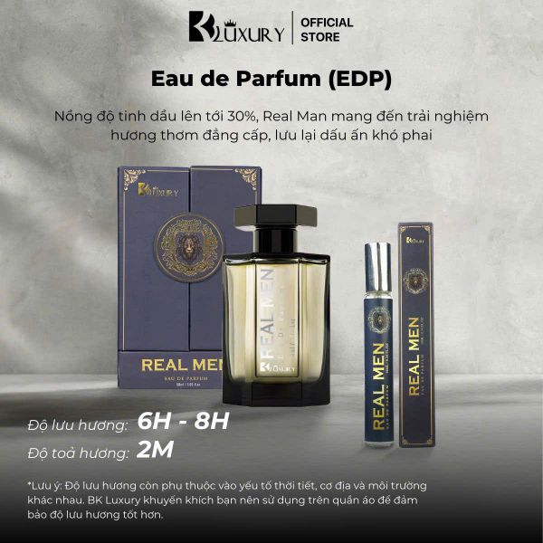 Nước Hoa Nam REAL MEN edp TAM ĐẠI MỘC 50ml - Hương Thơm Nam Tín Tự Tin, Lưu Hương 8 Tiếng