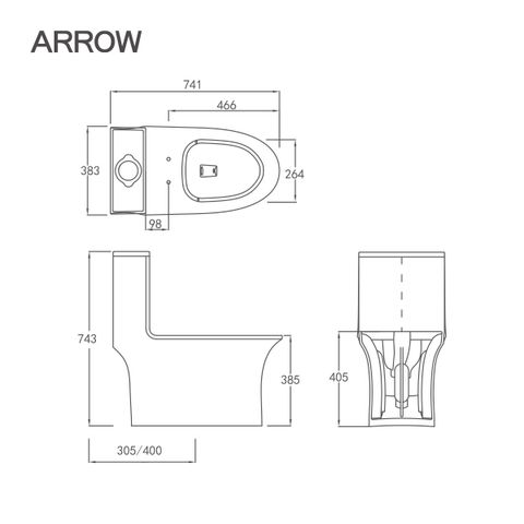 Bồn cầu một khối Arrow AG1007UM/PG006-ZPA