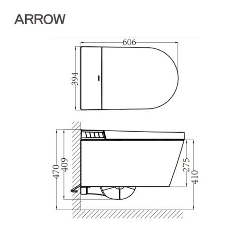Bồn cầu thông minh treo tường Arrow AKH1051H/AKB1051