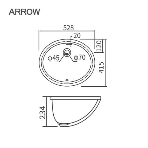 Chậu rửa lavabo âm bàn Arrow AP406E