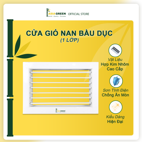 ASIA GREEN - Cửa Gió Nan Bầu Dục, Miệng Gió Nan Thẳng, Hợp Kim Nhôm Cao Cấp, Sơn Tĩnh Điện (Bao Gồm VAT)