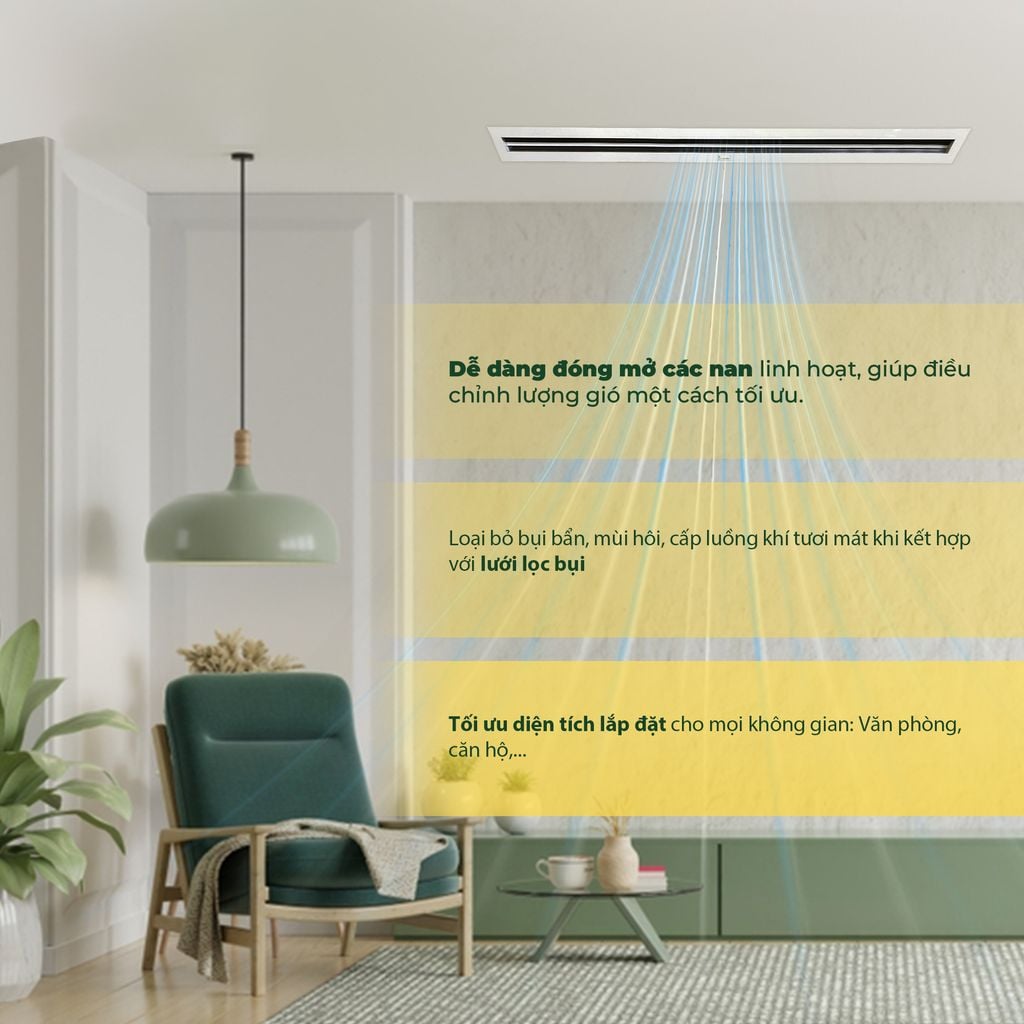 ASIA GREEN - Cửa Gió Nan 1 Slot, Điều Chỉnh Lưu Lượng Gió, Sơn Tĩnh Điện, Cửa Cấp/Hồi (Bao gồm VAT)