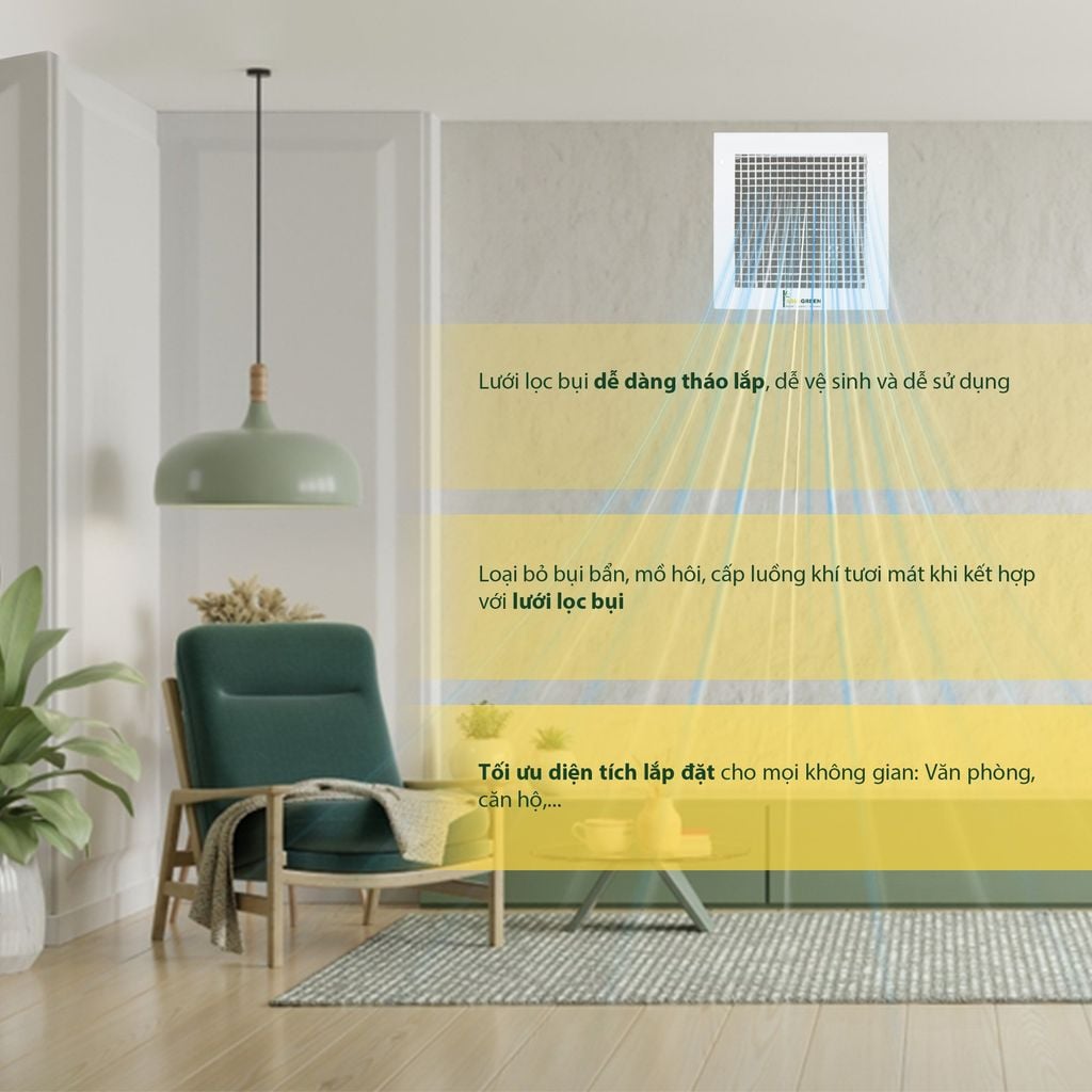 ASIA GREEN - Cửa Gió Sọt Trứng, Cố Định và Tháo Lắp, Miệng Gió Cấp/ Hồi, Sơn Tĩnh Điện Chống Ăn Mòn (Bao gồm VAT)