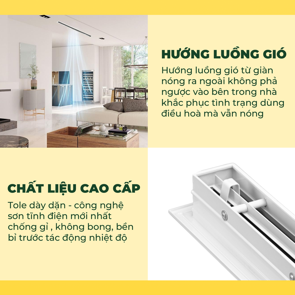 ASIA GREEN - Cửa Gió Nan 2 Slot, Điều Chỉnh Lưu Lượng Gió, Sơn Tĩnh Điện, Cửa Cấp/Hồi (Giá bao gồm VAT)