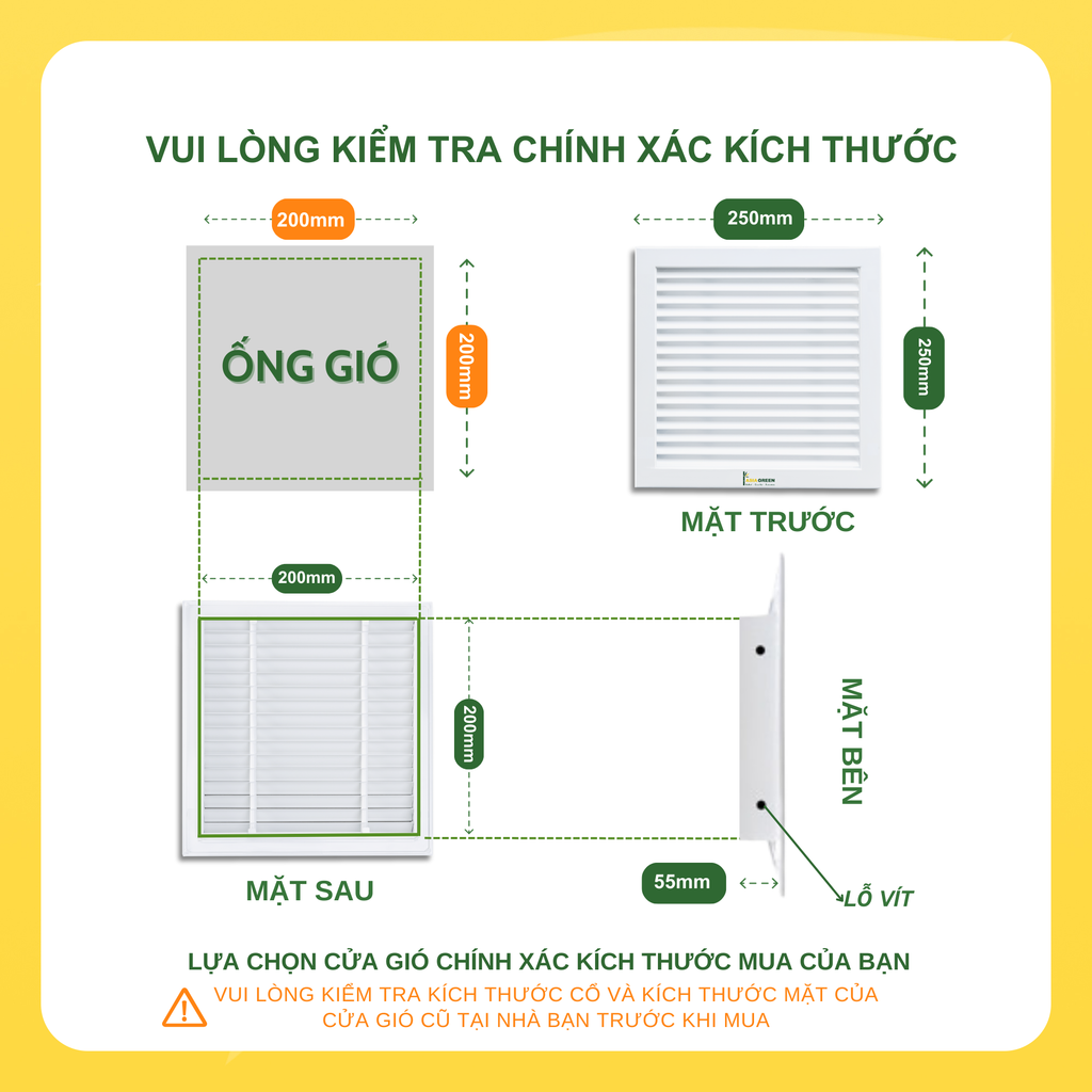 ASIA GREEN - Cửa Gió Nan Cong Cố Định Và Tháo Lắp, Loại Bỏ Bụi Bẩn, Sơn Tĩnh Điện (Bao gồm VAT)