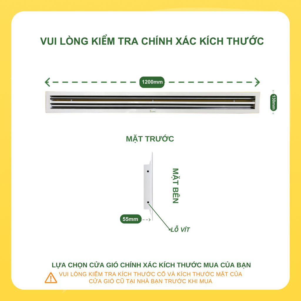 ASIA GREEN - Cửa Gió Nan 2 Slot, Điều Chỉnh Lưu Lượng Gió, Sơn Tĩnh Điện, Cửa Cấp/Hồi (Giá bao gồm VAT)