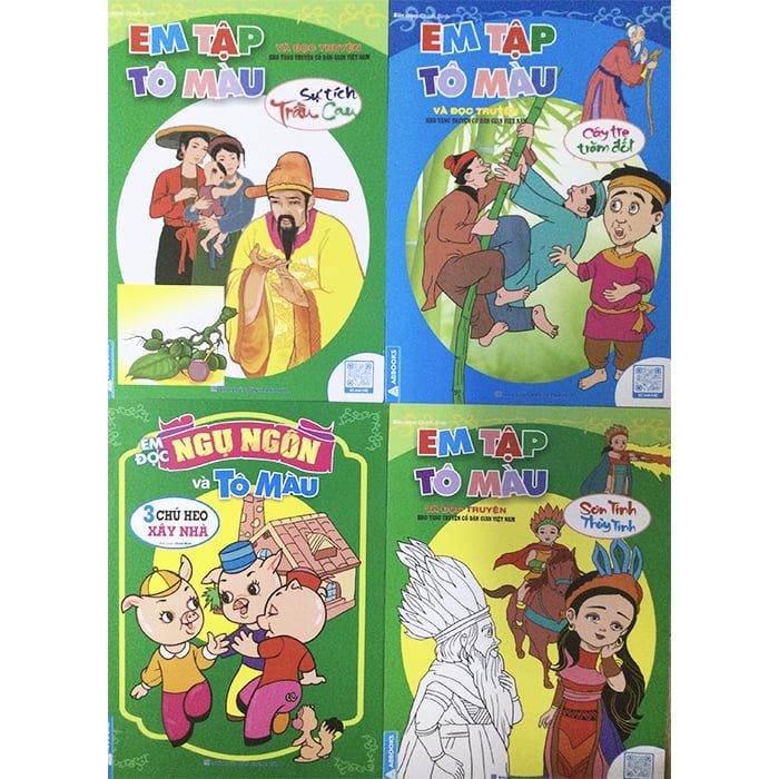  Combo 4 quyển - Em tập tô màu và đọc truyện - Kho tàng truyện cổ dân gian Việt Nam 
