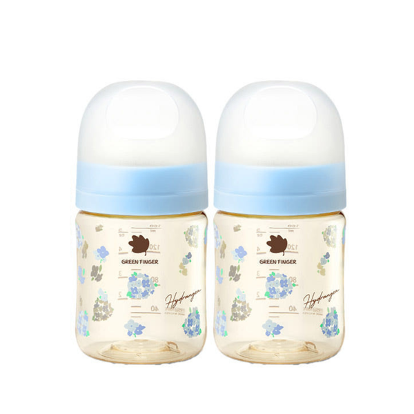 Bình sữa Green Finger BebeGrow 160ml nhựa PPSU Họa Tiết Hoa Cẩm Tú Cầu - Không Kèm Núm