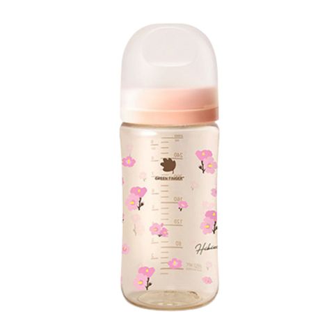 Bình Sữa Bebe Grow Green Finger 280ml Hibiscus Nhựa PPSU Cao Cấp - Kèm Núm Size M