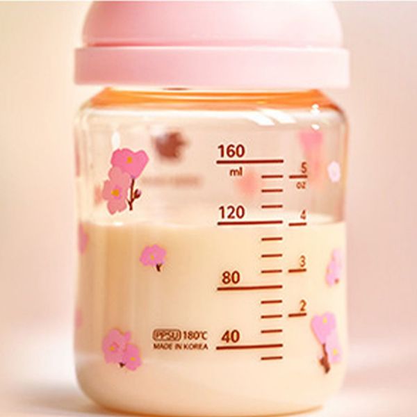 Bình Sữa Bebe Grow Green Finger 280ml Hibiscus Nhựa PPSU Cao Cấp - Kèm Núm Size M