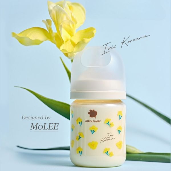 Bình Sữa Bebe Grow Green Finger 160ml Iris Koreana Nhựa PPSU Cao Cấp - Kèm Núm Size S