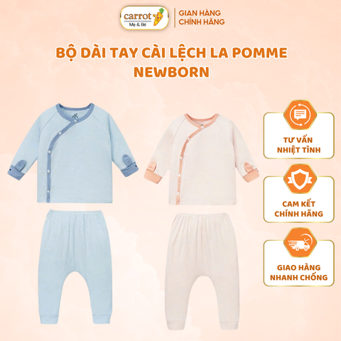 Bộ Dài Tay Cúc Lệch La Pomme Vui Nhộn Cho Bé Sơ Sinh