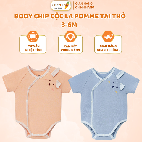 Body Chip Cộc La Pomme Tai Thỏ, Chất Liệu Mềm Mại, An Toàn Cho Bé 3-6M