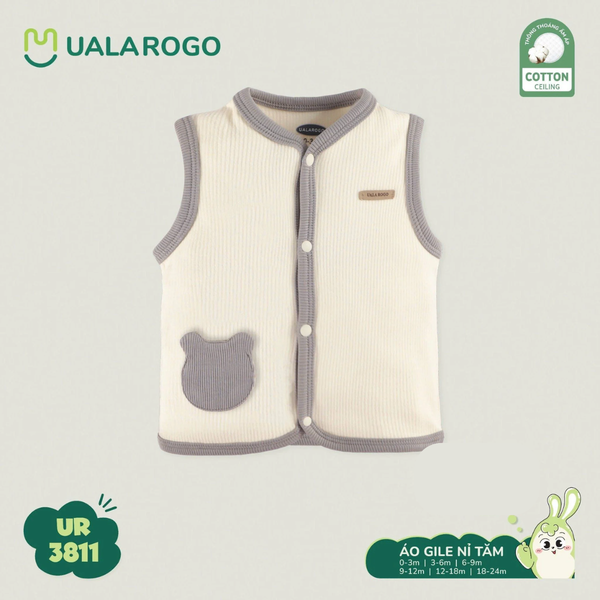 Áo Gile Nỉ Tăm Cài Giữa Ualarogo UR3811 Cho Bé 0-12M