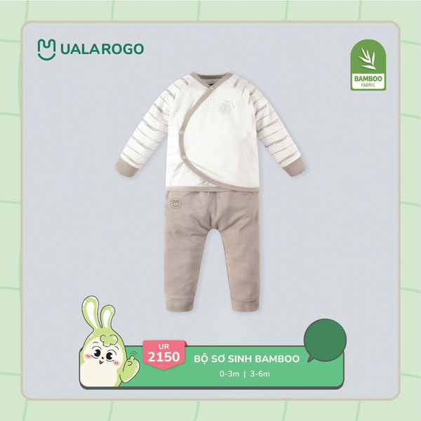 Bộ Sơ Sinh Cài Chéo Bamboo Ualarogo UR 2150 Cho Bé Từ 0-6 Tháng Tuổi