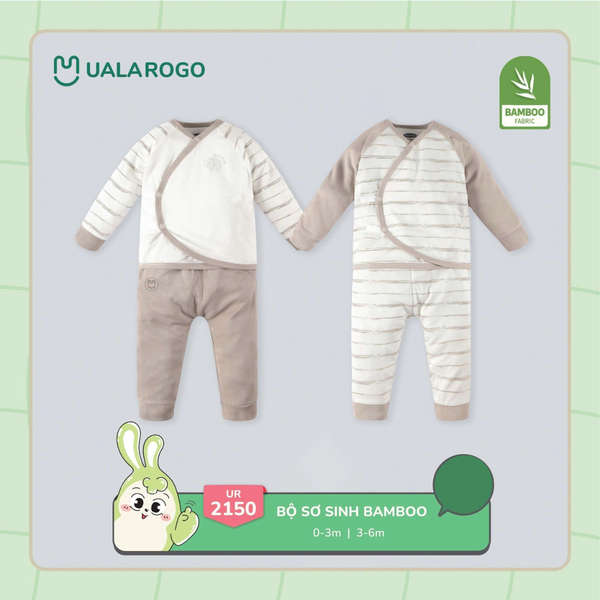 Bộ Sơ Sinh Cài Chéo Bamboo Ualarogo UR 2150 Cho Bé Từ 0-6 Tháng Tuổi
