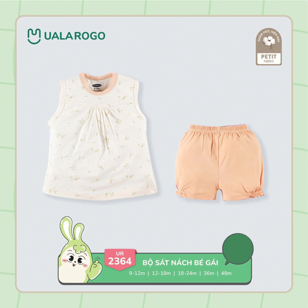 Bộ Sát Nách Bé Gái Ualarogo UR2364 Chất Liệu Petit Mềm Mại An Toàn Cho Bé
