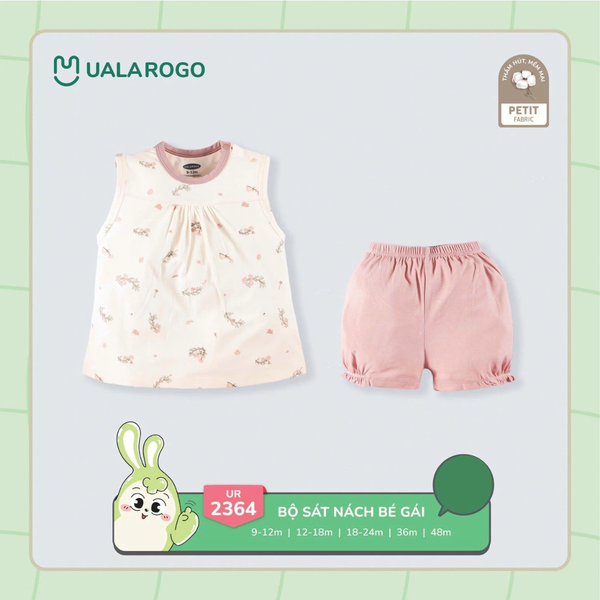 Bộ Sát Nách Bé Gái Ualarogo UR2364 Chất Liệu Petit Mềm Mại An Toàn Cho Bé
