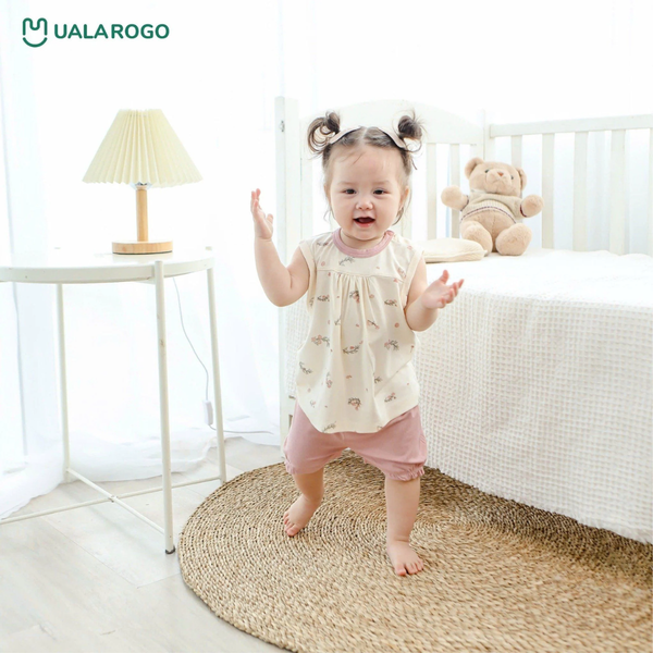 Bộ Sát Nách Bé Gái Ualarogo UR2364 Chất Liệu Petit Mềm Mại An Toàn Cho Bé