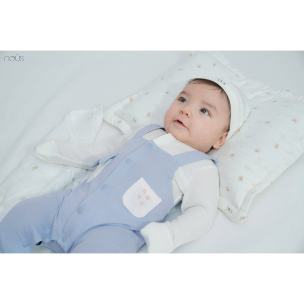 Bộ Liền Dài Giả Yếm Màu Xanh Da Trời Phối Trắng Nous Cho Bé Sơ Sinh