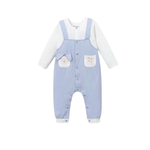 Bộ Liền Dài Giả Yếm Màu Xanh Da Trời Phối Trắng Nous Cho Bé Sơ Sinh