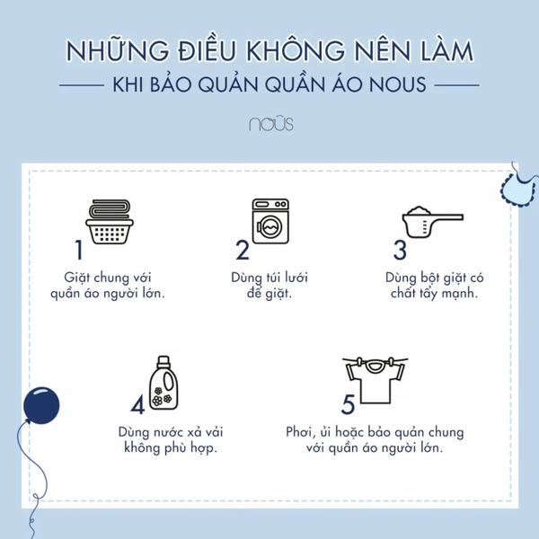 Bộ Liền Dài Giả Yếm Màu Xanh Da Trời Phối Trắng Nous Cho Bé Sơ Sinh