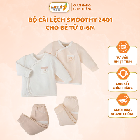 Bộ Sơ Sinh Cài Lệch Vải Smoothy Little Love Cho Bé Trai Bé Gái