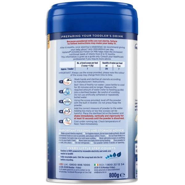 Sữa Aptamil Advanced số 2 của Anh 800g cho trẻ từ 6-12 tháng