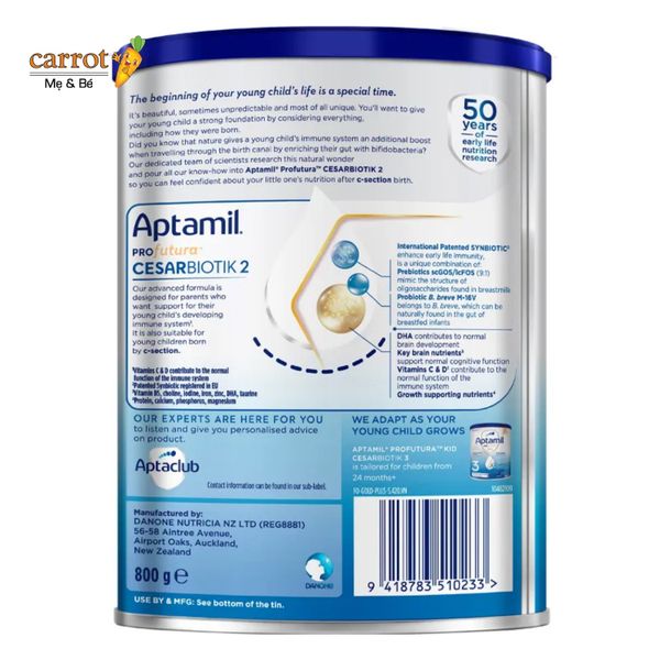 Sữa Aptamil Profutura Cesarbiotik Số 2 New Zealand Cho Trẻ Từ 12 - 24 tháng