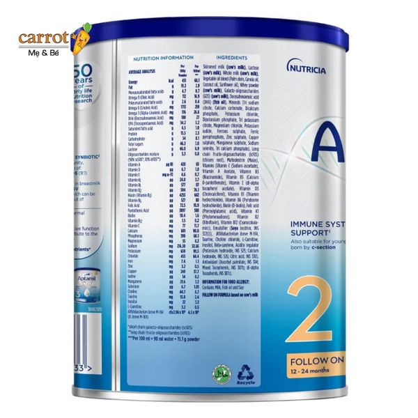 Sữa Aptamil Profutura Cesarbiotik Số 2 New Zealand Cho Trẻ Từ 12 - 24 tháng