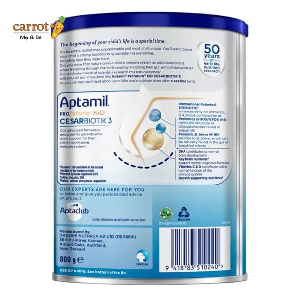 Sữa Aptamil Profutura Cesarbiotik Số 3 New Zealand Cho Trẻ Từ 2 Tuổi
