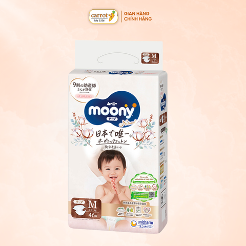 Tã - Bỉm dán Moony Natural size M 48 miếng (5 - 10kg)