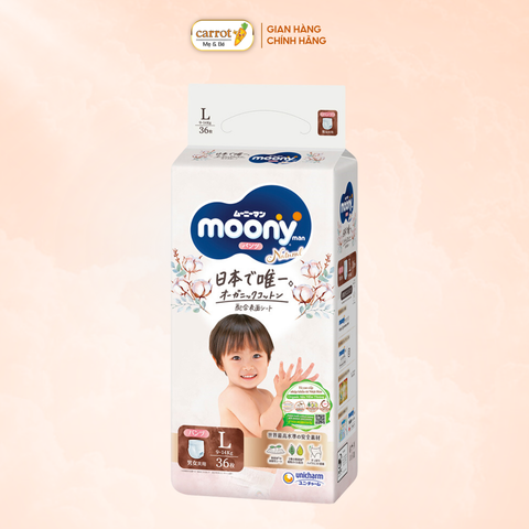 Tã - Bỉm quần Moony Natural size L 36 miếng (9 - 14kg)