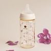 Bình sữa Green Finger BebeGrow 280ml nhựa PPSU  Họa tiết hoa tím - Kèm Núm Size M