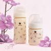Bình sữa Green Finger BebeGrow 280ml nhựa PPSU  Họa tiết hoa tím - Kèm Núm Size M