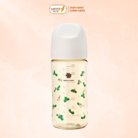 Bình Sữa Bebe Grow Green Finger 280ml Holly Nhựa PPSU Cao Cấp - Kèm Núm Size M
